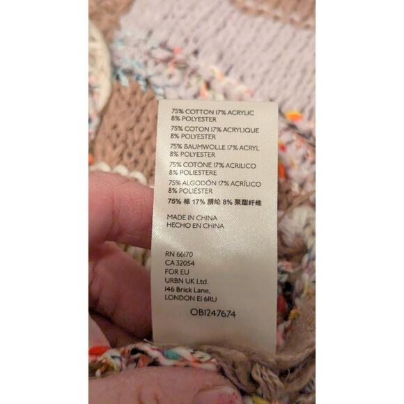 Free People Sunset Sand Combo Crop Pullover Sweater Long Sleeve V-Neck Sz S - Picture 6 of 6